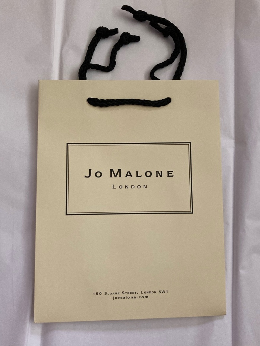 NEW Jo Malone Gift Bag Cream with Black Rope Handles
